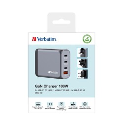Ładowarka sieciowa Verbatim GaN GNC-100 3xUSB-C PD (2x100W+6… | PartsPC.pl