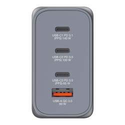 Ładowarka sieciowa Verbatim GaN GNC-240 3xUSB-C PD (140W+100W+65W) 1xUSB-A