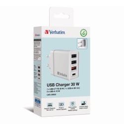 Ładowarka sieciowa Verbatim 1xUSB-C PD 20W 1xUSB-A QC 3.0 2x… | PartsPC.pl