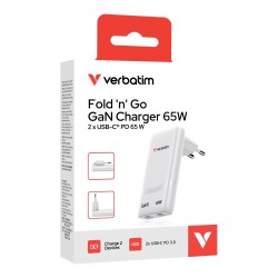 Ładowarka sieciowa Verbatim GaN Fold 'n' Go 65W 2xUSB-C PD 3… | PartsPC.pl
