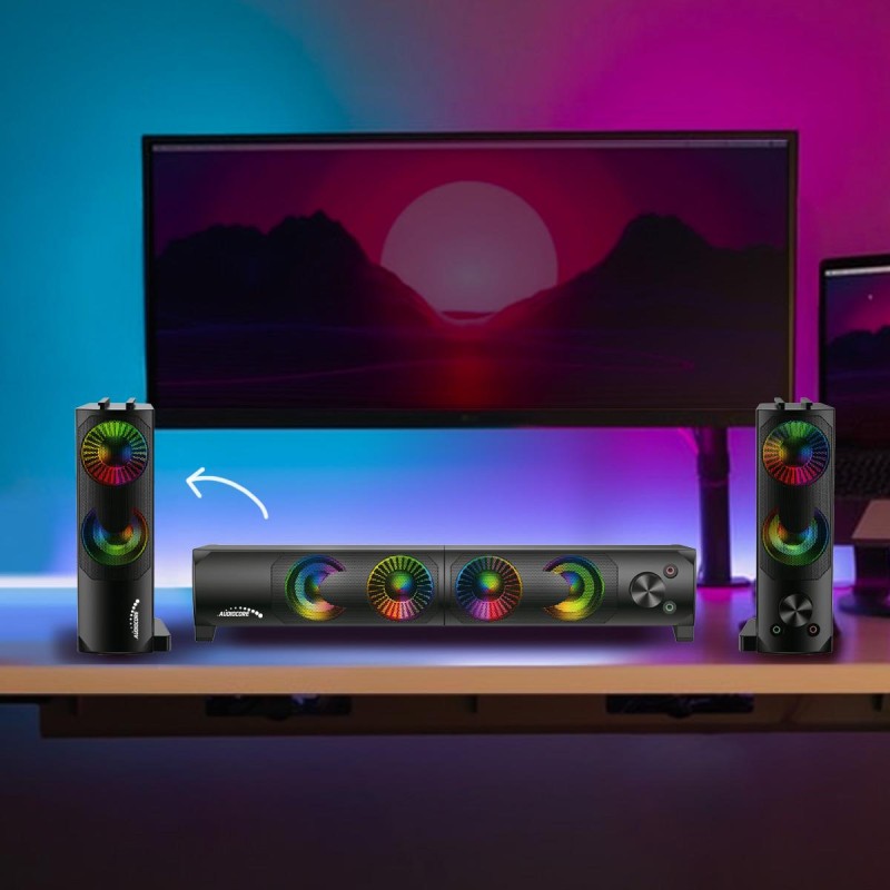 Głośniki komputerowe soundbar Audiocore AC955 3Wx2, LED, USB… | PartsPC.pl