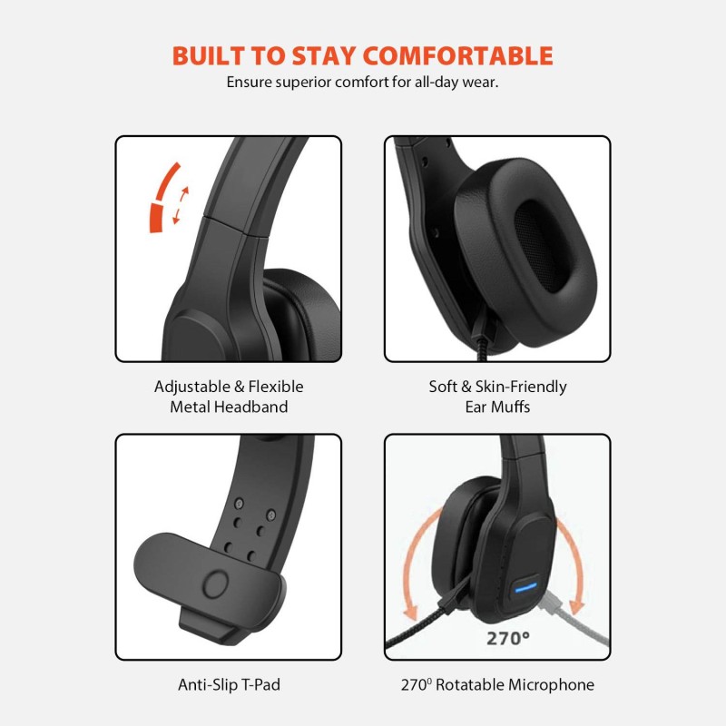 Słuchawki z mikrofonem Audiocore AC864 bluetooth call center