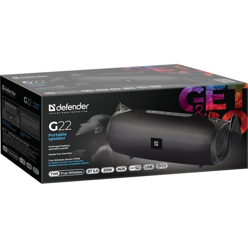 Głośnik Defender G22 Bluetooth 20W MP3/FM/SD/USB/AUX/TWS cza… | PartsPC.pl