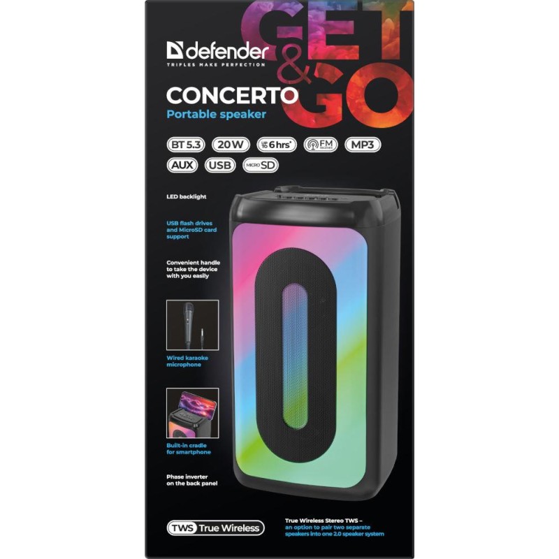 Głośnik Defender CONCERTO Bluetooth 20W MP3/FM/SD/USB/AUX/TW… | PartsPC.pl