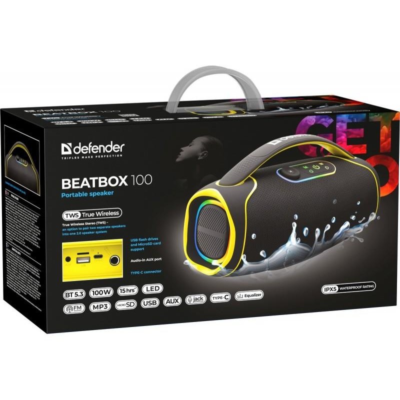 Głośnik Defender BEATBOX 100 Bluetooth 100W MP3/AUX/SD/USB/T… | PartsPC.pl