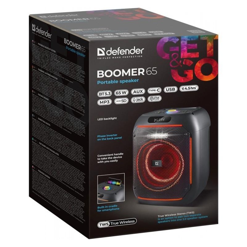 Głośnik Defender BOOMER 65 Bluetooth 65W MP3/FM/SD/USB/AUX/T… | PartsPC.pl