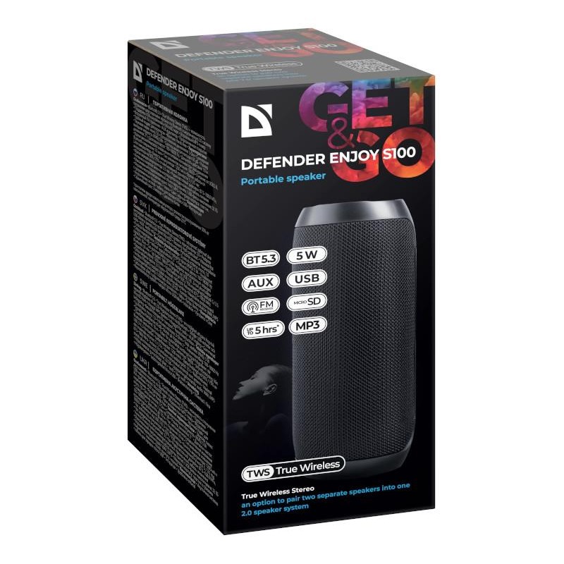 Głośnik Defender Enjoy S100 Bluetooth 5W BT/FM/TF/USB/AUX/TW… | PartsPC.pl