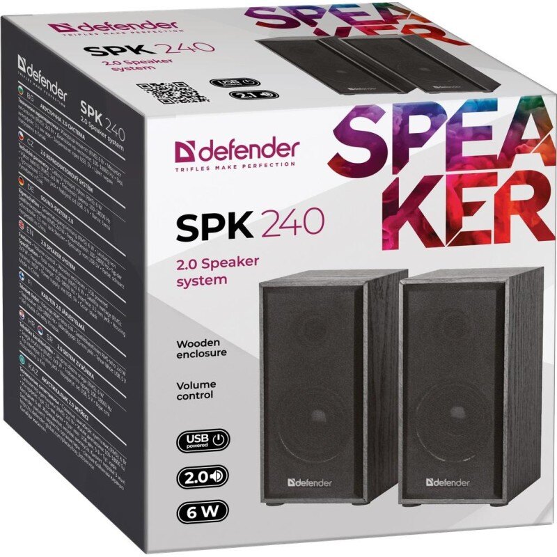 Głośniki Defender SPK-240 2.0 6W USB szaro-czarne | PartsPC.pl