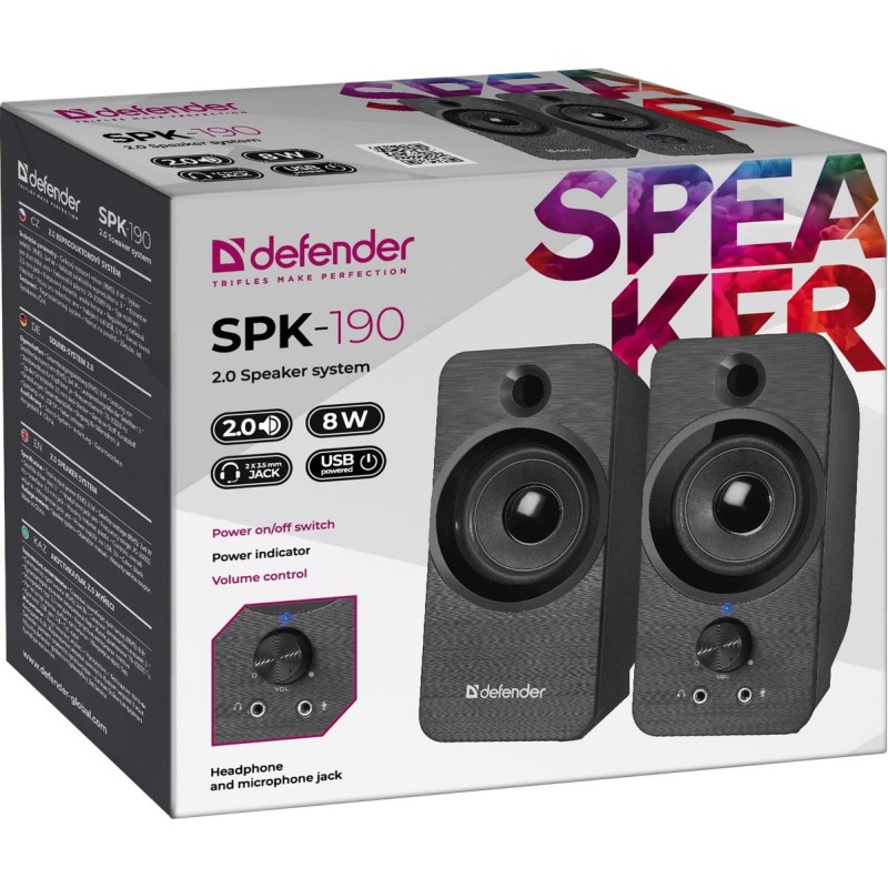 Głośniki Defender SPK-190 2.0 8W USB | PartsPC.pl