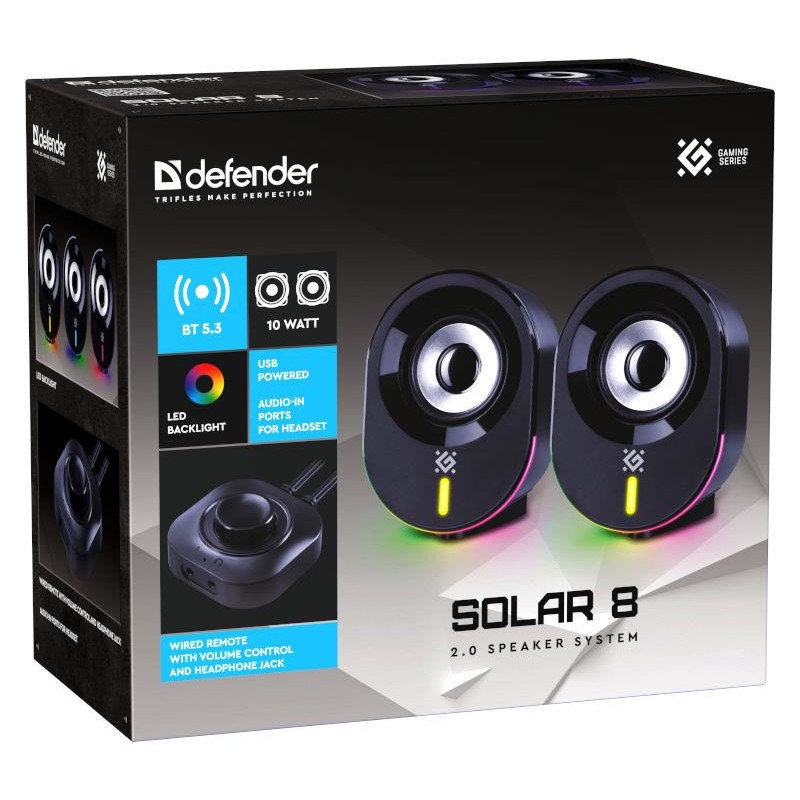 Głośniki Defender SOLAR 8 2.0 10W Bluetooth USB podświetleni… | PartsPC.pl