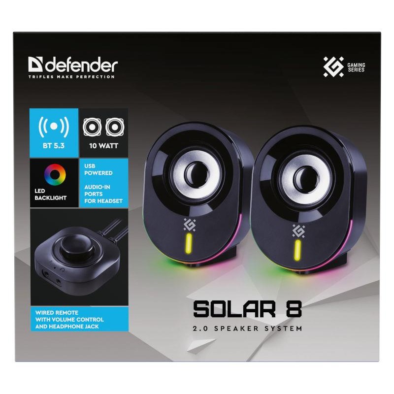 Głośniki Defender SOLAR 8 2.0 10W Bluetooth USB podświetleni… | PartsPC.pl