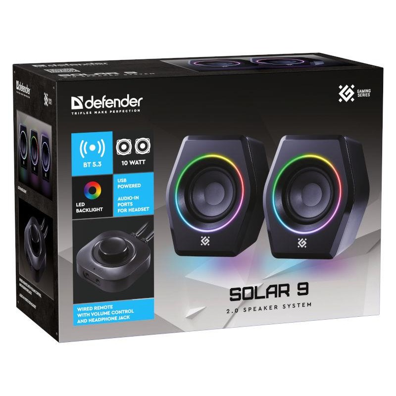 Głośniki Defender SOLAR 9 2.0 10W Bluetooth USB podświetleni… | PartsPC.pl