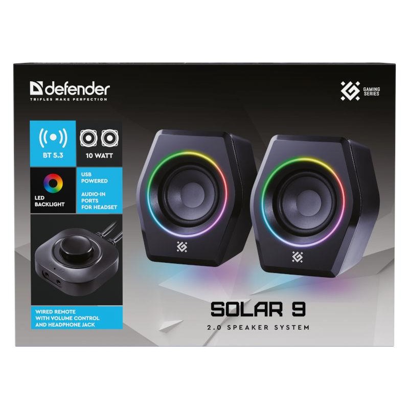 Głośniki Defender SOLAR 9 2.0 10W Bluetooth USB podświetleni… | PartsPC.pl