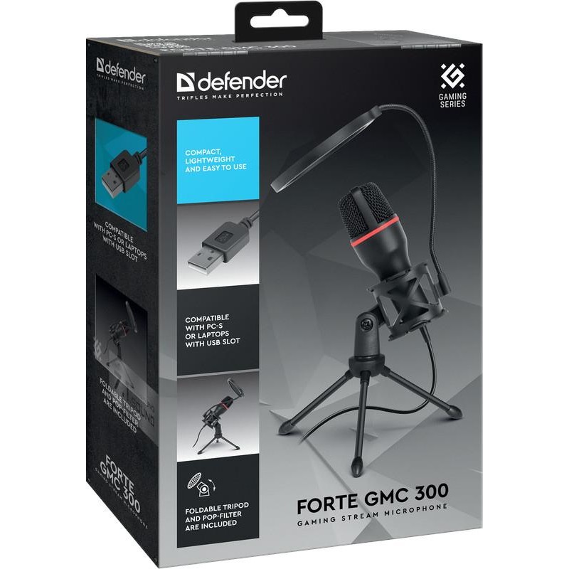 Mikrofon przewodowy Defender FORTE GMC 300 ze statywem STREA… | PartsPC.pl