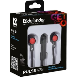 Słuchawki z mikrofonem Defender PULSE 428 douszne 4-pin czarno-czerwone