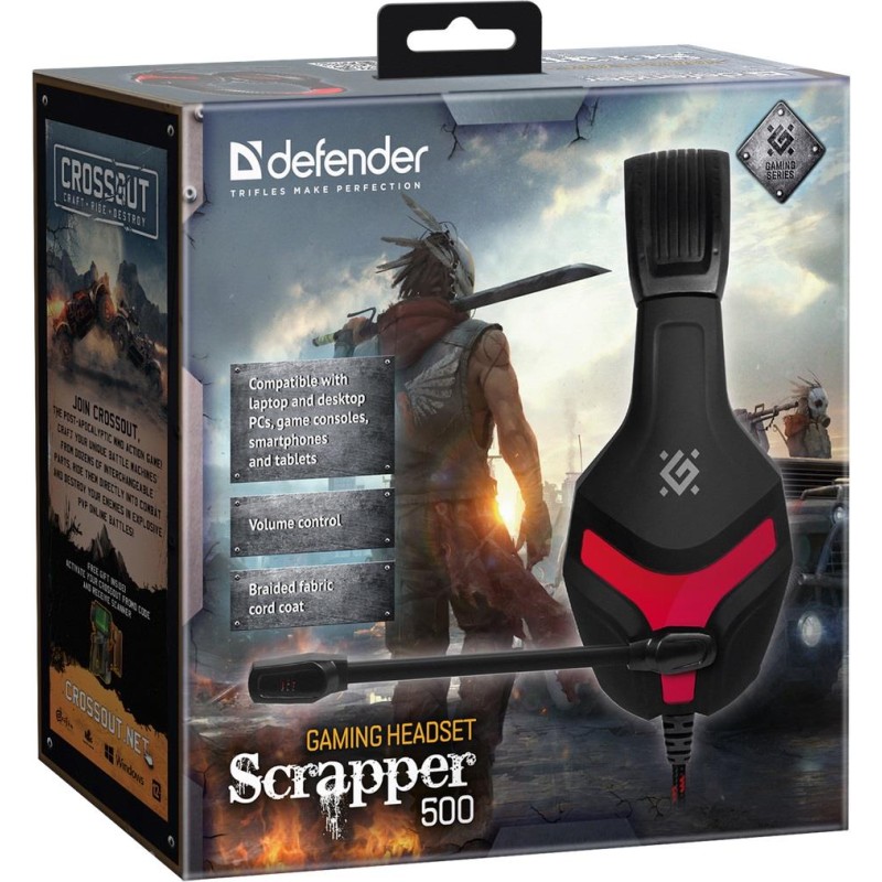 Słuchawki z mikrofonem Defender SCRAPPER 500 Gaming czerwono… | PartsPC.pl
