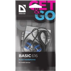 Słuchawki Defender BASIC 616 douszne czarno-niebieskie | PartsPC.pl