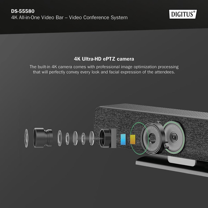 System wideokonferencji DIGITUS 4K ePTZ szeroki kąt 120° Sensor 2.8” 8MP