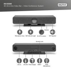 System wideokonferencji DIGITUS 4K ePTZ szeroki kąt 120° Sensor 2.8” 8MP