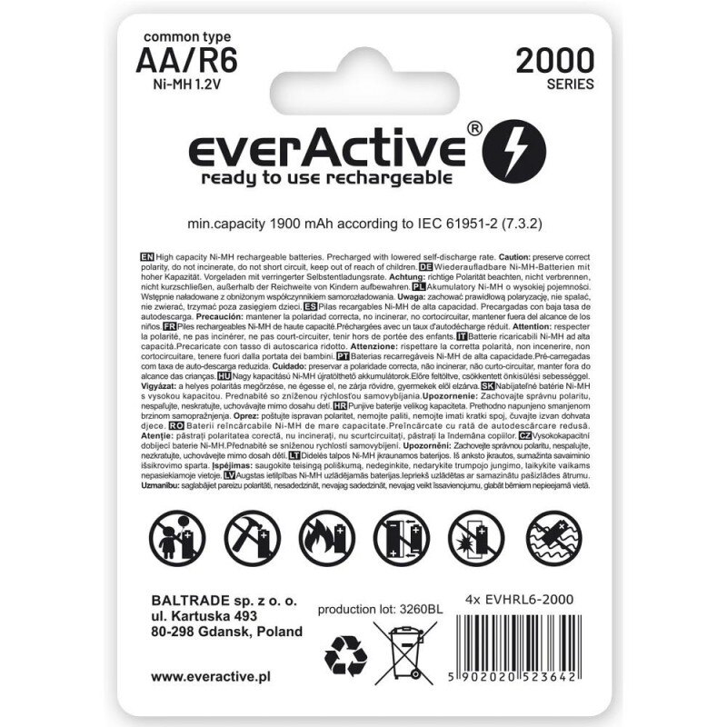 Akumulatorki AA/R6 everActive Silver Line 2000 mAh 4 sztuki… | PartsPC.pl