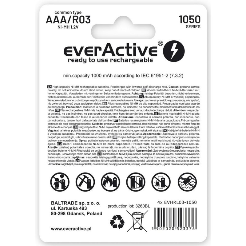 Akumulatorki AAA/R03 everActive Professional Line 1050 mAh 4… | PartsPC.pl