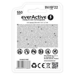 Akumulatorek everActive 6F22/9V Li-ion 550 mAh z USB TYP C… | PartsPC.pl