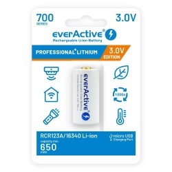Akumulator 16340 everActive 3V Li-ion 700mAh micro USB z zab… | PartsPC.pl