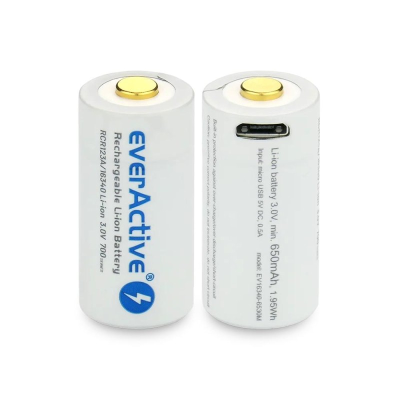 Akumulator 16340 everActive 3V Li-ion 700mAh micro USB z zab… | PartsPC.pl