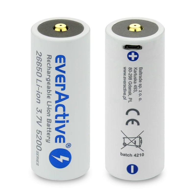 Akumulator 26650 everActive 3,7V Li-ion 5200mAh micro USB z … | PartsPC.pl
