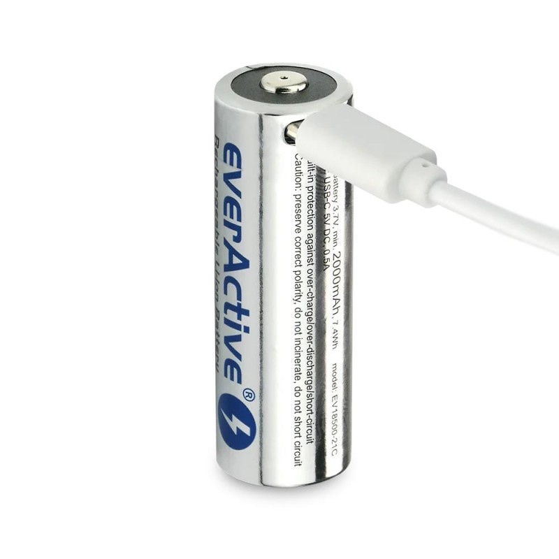 Akumulator 18500 everActive 3,7V Li-ion 2100mAh USB-C z zabe… | PartsPC.pl