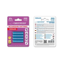Akumulatorki AAA Esperanza 1000mAh 4szt. niebieskie | PartsPC.pl