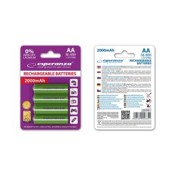 Akumulatorki AA Esperanza 2000mAh 4szt. zielone | PartsPC.pl