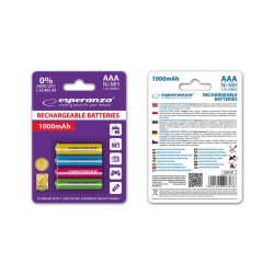 Akumulatorki AAA Esperanza 1000mAh 4szt. mix kolorów | PartsPC.pl