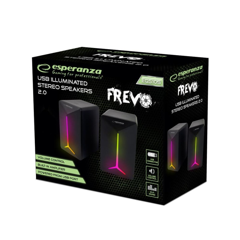 Głośniki 2.0 Esperanza USB LED Rainbow Frevo EGS105 | PartsPC.pl