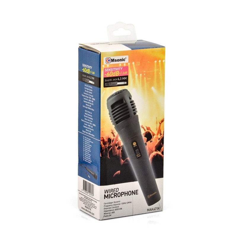 Mikrofon przewodowy Msonic MAK471K plastikowy | PartsPC.pl