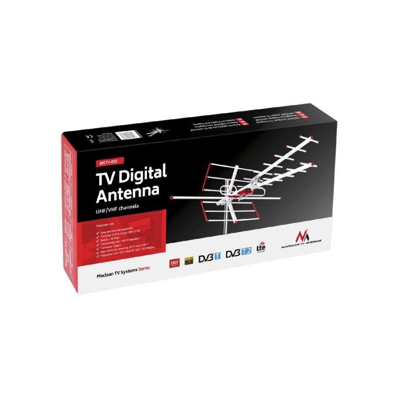 Antena TV DVB-T/T2 H.265 HEVC Maclean MCTV-855 zewnętrzna, Combo UHF VHF