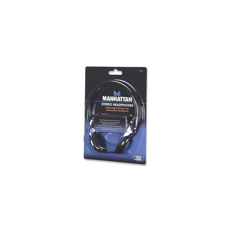 Słuchawki Manhattan 2,2m Czarne Stereo | PartsPC.pl