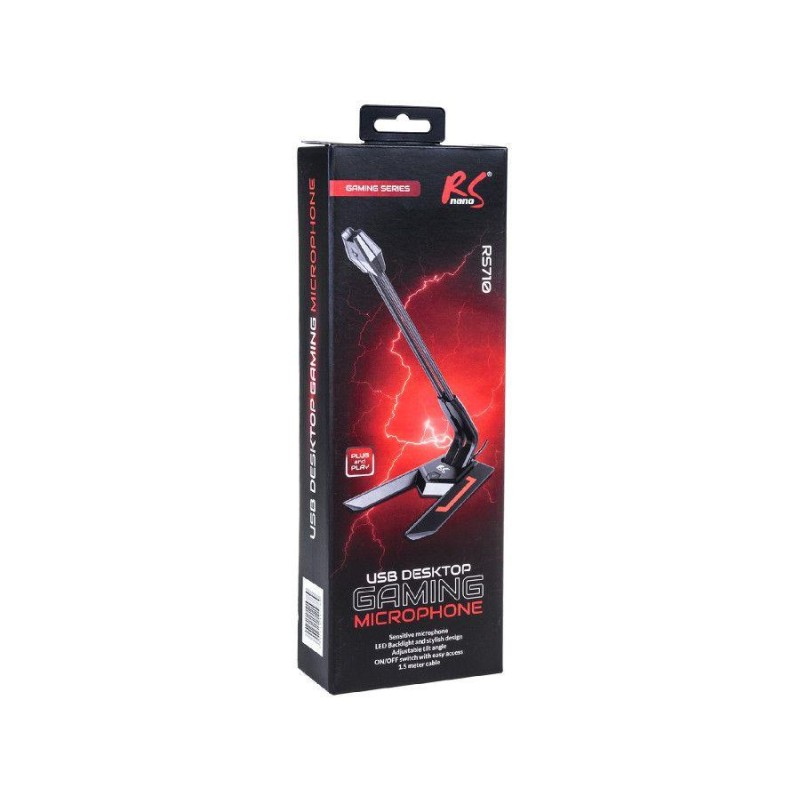 Mikrofon gamingowy NanoRS RS710 USB LED YouTube streaming 1.5m czułość