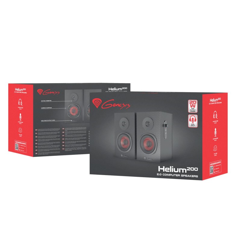 Głośniki Genesis Helium 200 2.0 20W RMS czarno-czerwone | PartsPC.pl