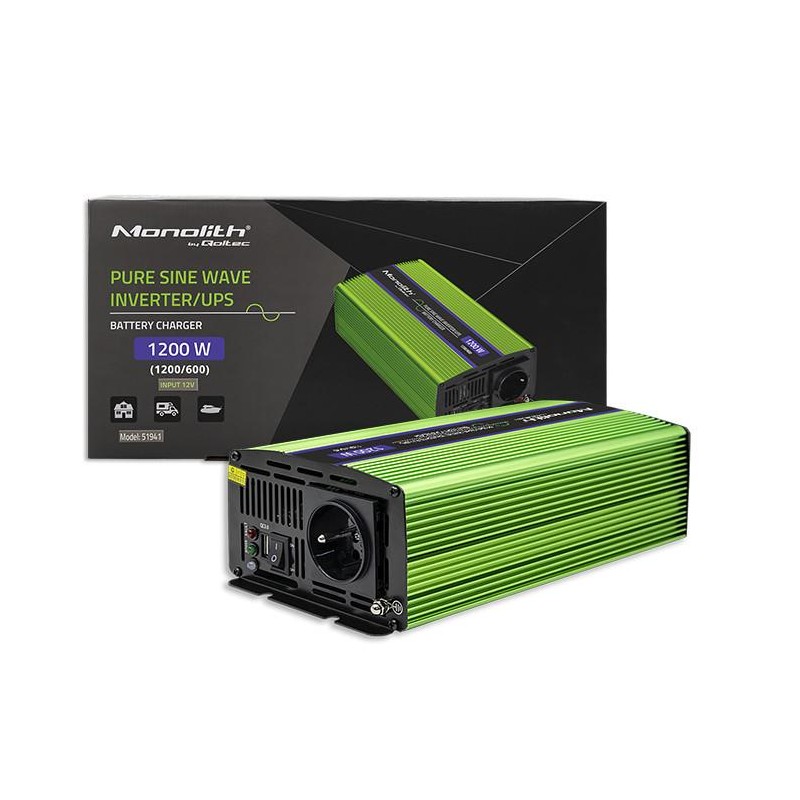 Przetwornica napięcia Qoltec Monolith | ładowanie baterii | UPS | 600W |