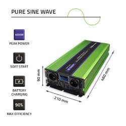 Przetwornica napięcia Qoltec Monolith | ładowanie baterii | UPS| 2000W |