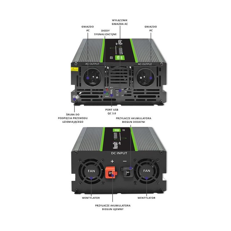 Qoltec Przetwornica napięcia Monolith | 2000W | 4000W | 2000… | PartsPC.pl