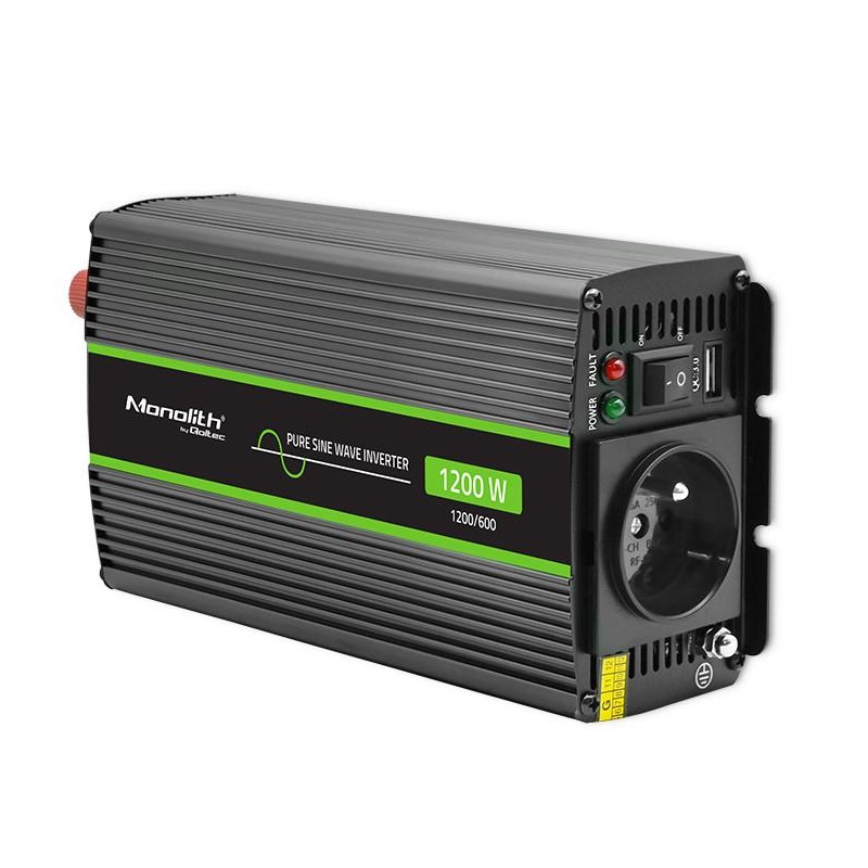 Przetwornica napięcia Qoltec Monolith | 600W | 1200W | 24V na 230V | Czysty