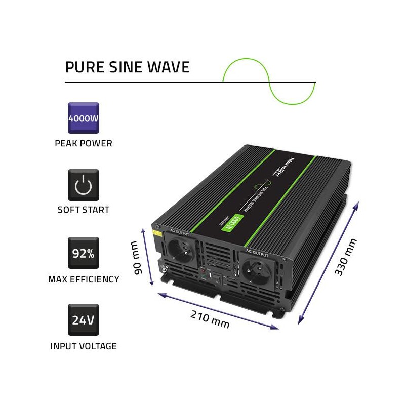 Qoltec Przetwornica napięcia Monolith | 2000W | 4000W | 24V … | PartsPC.pl