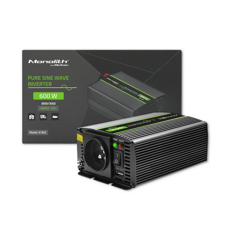 Przetwornica napięcia Qoltec Monolith | 300W | 600W | 12V na… | PartsPC.pl