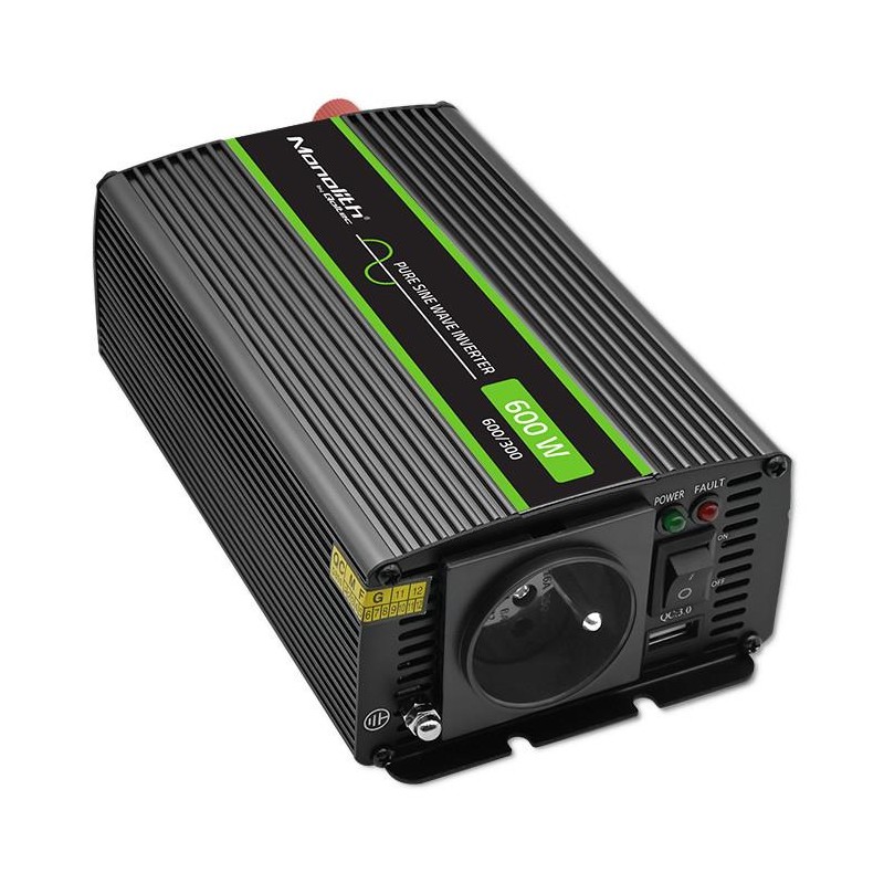 Przetwornica napięcia Qoltec Monolith |300W | 600W | 24V na 230V | Czysty