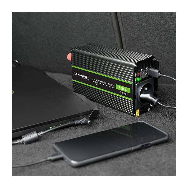 Przetwornica napięcia Qoltec Monolith |300W | 600W | 24V na 230V | Czysty