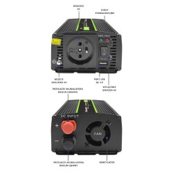 Przetwornica napięcia Qoltec Monolith |300W | 600W | 24V na 230V | Czysty