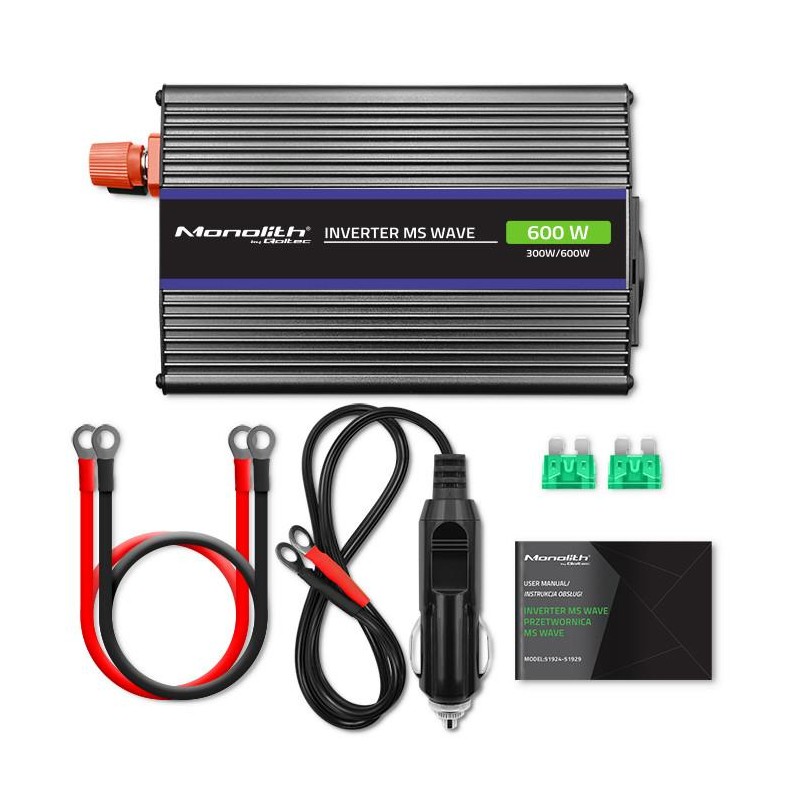 Przetwornica napięcia Qoltec Monolith 600 MS Wave | 12V na 2… | PartsPC.pl