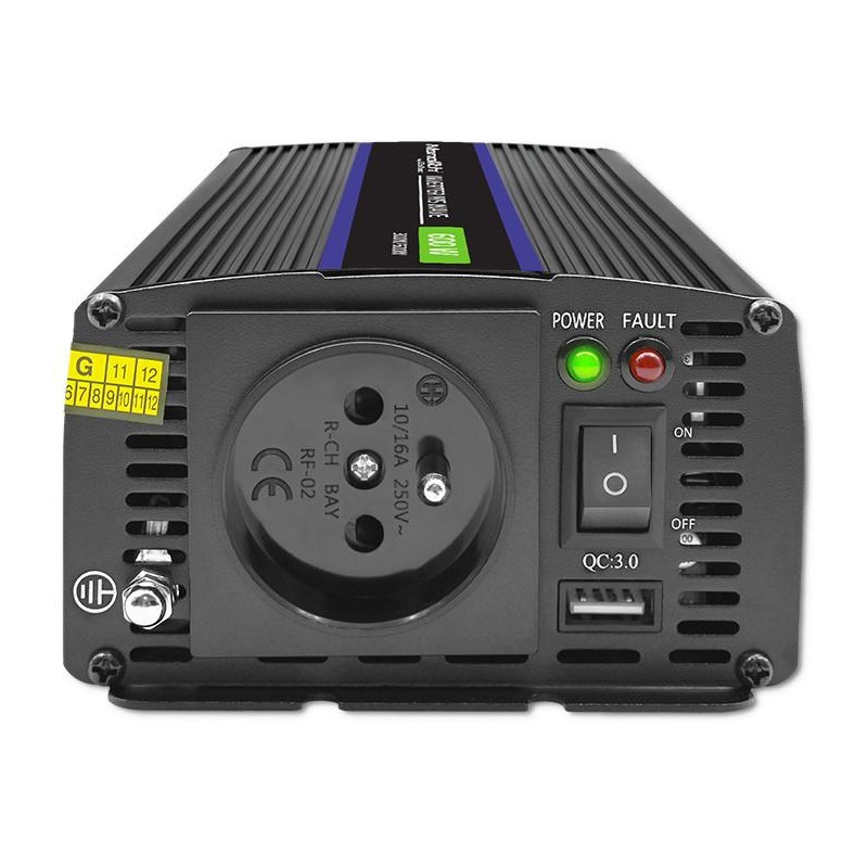 Przetwornica napięcia Qoltec Monolith 600 MS Wave | 12V na 2… | PartsPC.pl